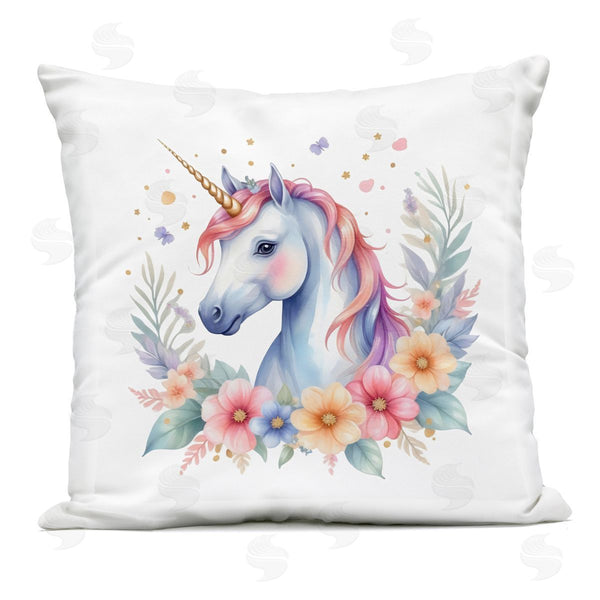 Stupell Industries Creative Studio | Colorful Unicorn With Flowers Printed Throw Pillow