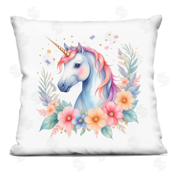 stupell industries Creative Studio | Colorful Unicorn with Flowers Printed Throw Pillow