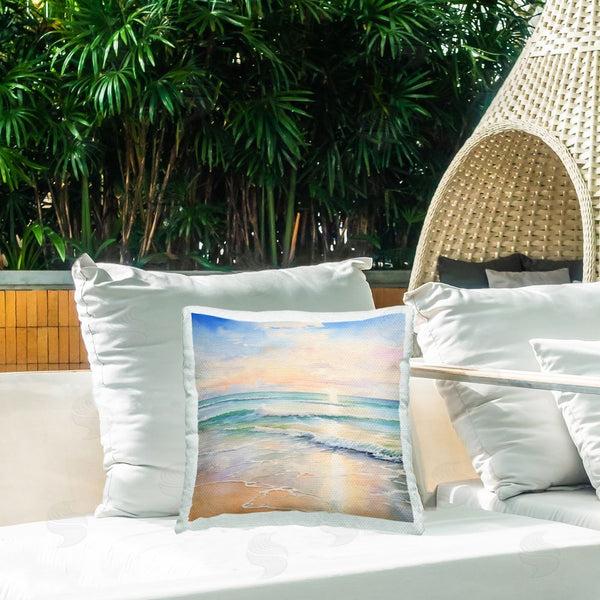 Stupell Industries Creative Studio | Crashing On Shore At Sunrise Printed Throw Pillow
