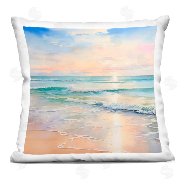 stupell industries Creative Studio | Crashing On Shore at Sunrise Printed Throw Pillow