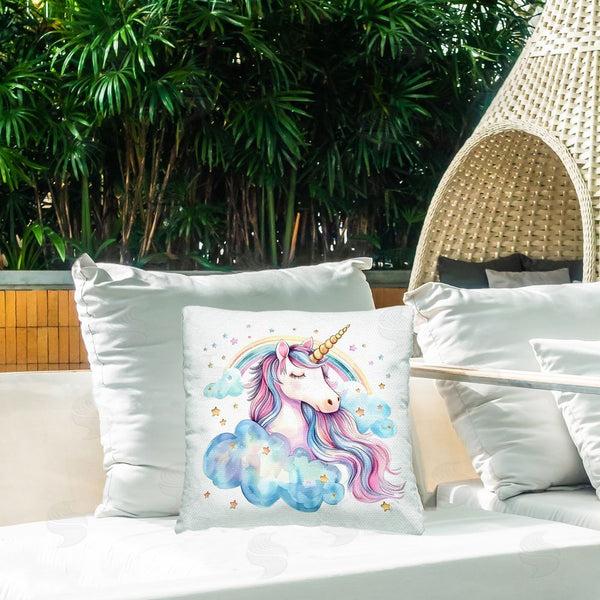 Stupell Industries Creative Studio | Cute Happy Unicorn & Rainbow Throw Pillow