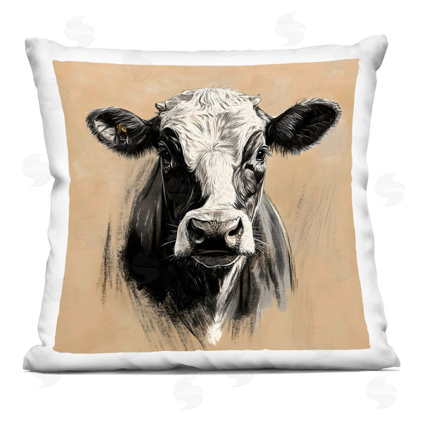 stupell industries Creative Studio | Dairy Cow Brushed Portrait Printed Throw Pillow