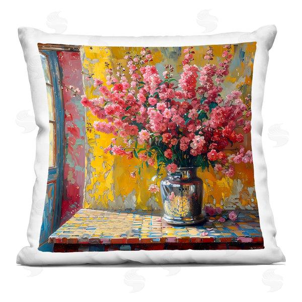 stupell industries Creative Studio | Full Pink Flower Display Printed Throw Pillow