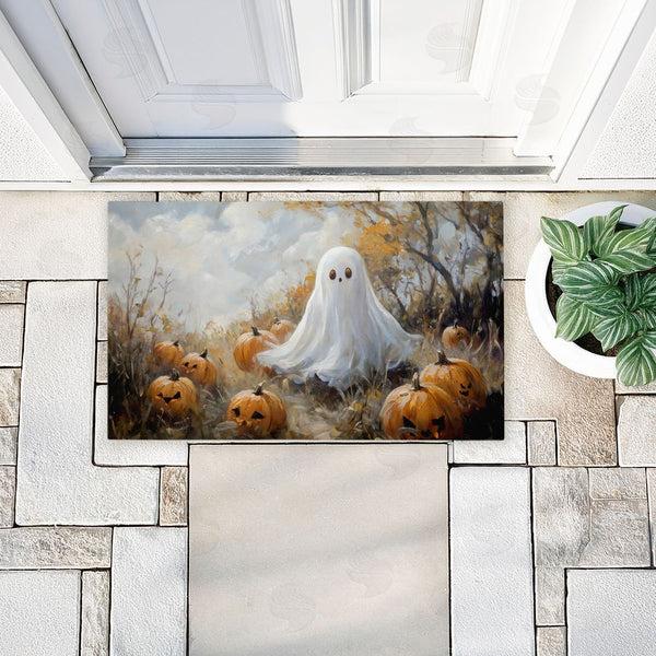 Stupell Industries Creative Studio | Ghost In Field Of Pumpkins Non-Woven Door Mat
