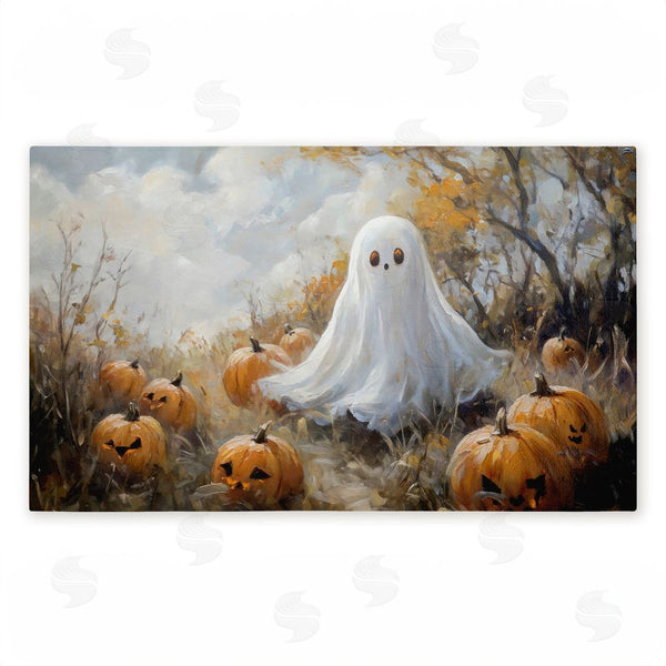 stupell industries Creative Studio | Ghost in Field of Pumpkins Non-Woven Door Mat