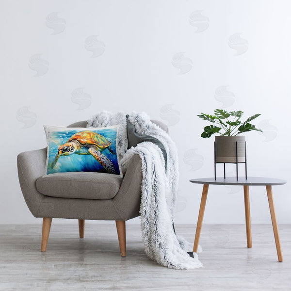Stupell Industries Creative Studio | Graceful Swimmer Tortoise Printed Throw Pillow