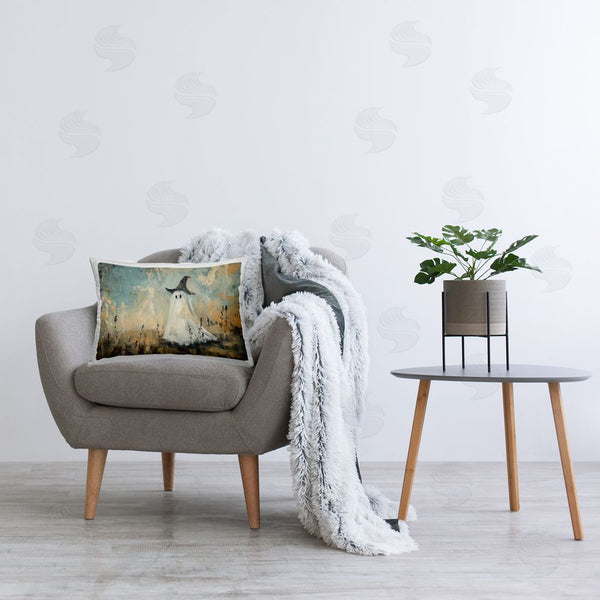 Stupell Industries Creative Studio | Halloween Witch Hat Ghostie Printed Throw Pillow