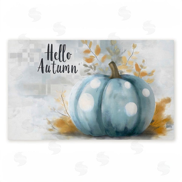 stupell industries Creative Studio | Hello Autumn Blue Pumpkin Non-Woven Door Mat