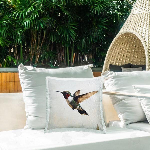 Stupell Industries Creative Studio | Hummingbird Over Distressed Rustic Printed Throw Pillow