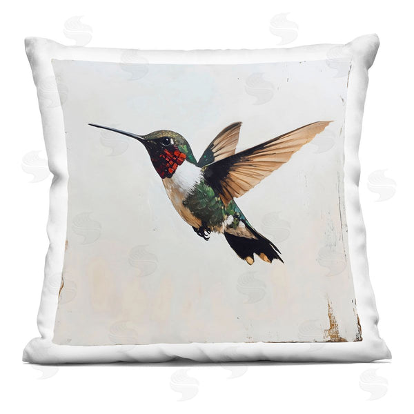 stupell industries Creative Studio | Hummingbird over Distressed Rustic Printed Throw Pillow