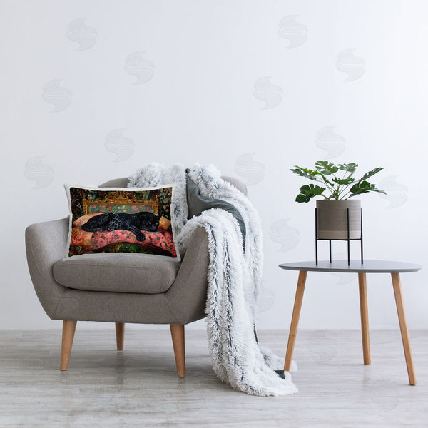 Stupell Industries Creative Studio | Leopard Lounge On Ornate Textiles Printed Throw Pillow