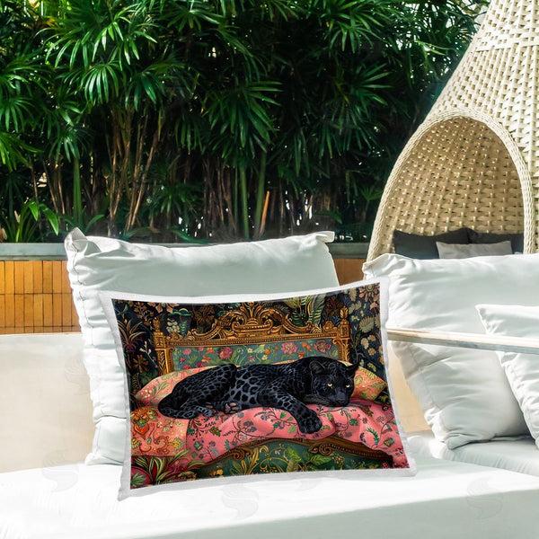 Stupell Industries Creative Studio | Leopard Lounge On Ornate Textiles Printed Throw Pillow