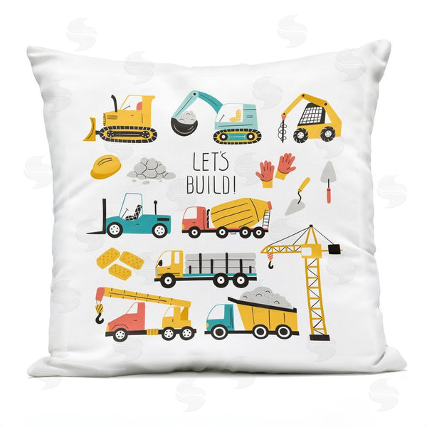 Stupell Industries Creative Studio | Let's Build Various Construction Trucks Throw Pillow