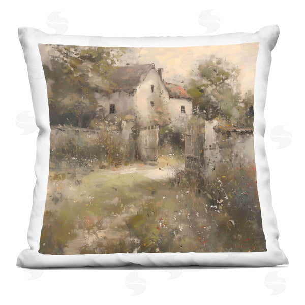 stupell industries Creative Studio | Overgrown Hazy Cottage Printed Throw Pillow