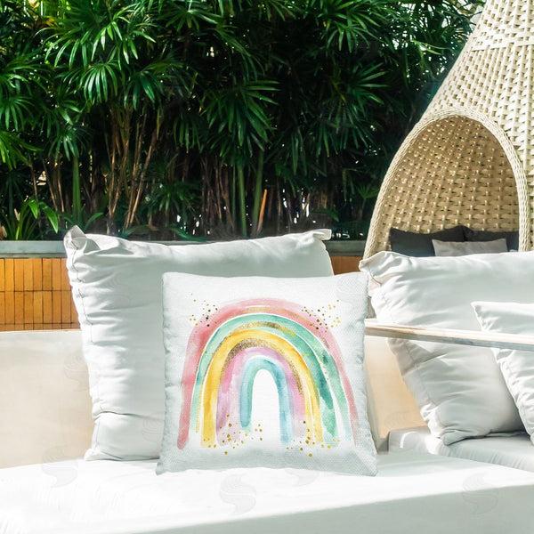 Stupell Industries Creative Studio | Pastel Rainbow With Gold Accents Throw Pillow