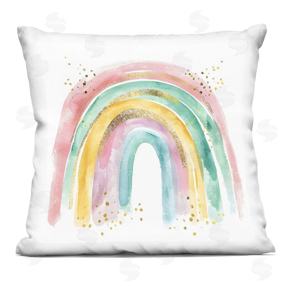 stupell industries Creative Studio | Pastel Rainbow with Gold Accents Throw Pillow