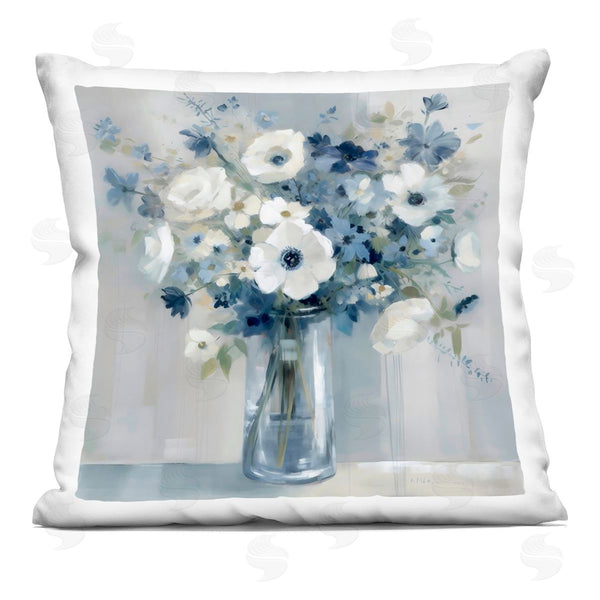stupell industries Creative Studio | Peaceful Blues Bouquet Printed Throw Pillow