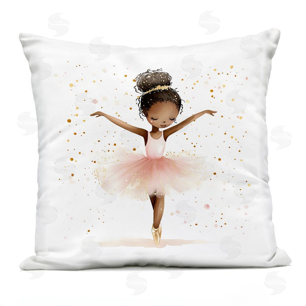 Stupell Industries Creative Studio | Pink Ballerina Girl With Gold Throw Pillow