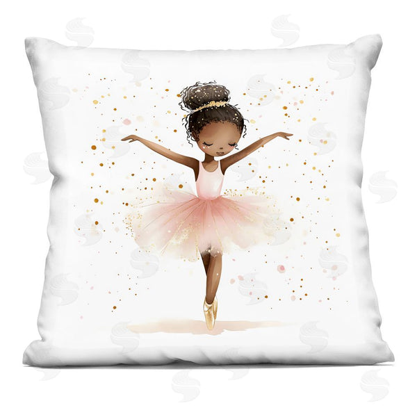 stupell industries Creative Studio | Pink Ballerina Girl with Gold Throw Pillow