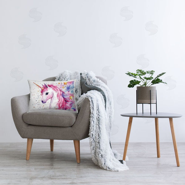 Stupell Industries Creative Studio | Pink Mane Unicorn With Stars Throw Pillow