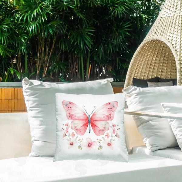 Stupell Industries Creative Studio | Pink Symmetrical Butterfly Florals Throw Pillow