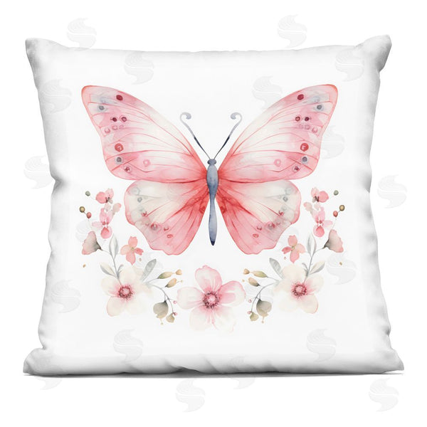 stupell industries Creative Studio | Pink Symmetrical Butterfly Florals Throw Pillow