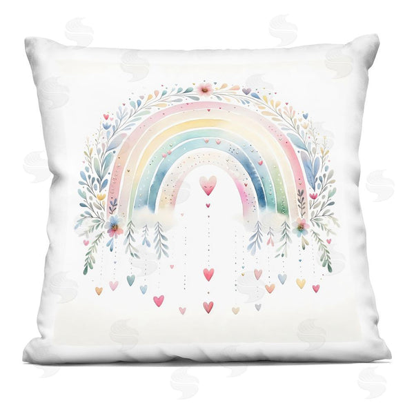 stupell industries Creative Studio | Rainbow with Hanging Hearts Throw Pillow