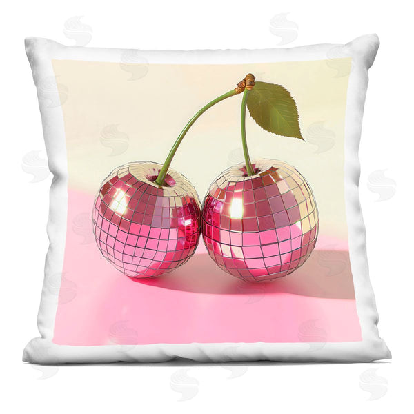 stupell industries Creative Studio | Retro Disco Cherries Gleam Printed Throw Pillow