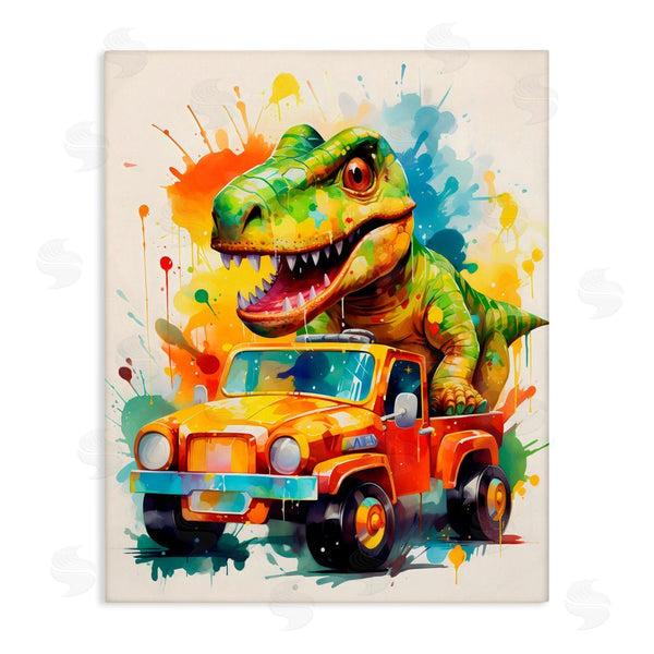 stupell industries Creative Studio | Riding In Back Dino Car