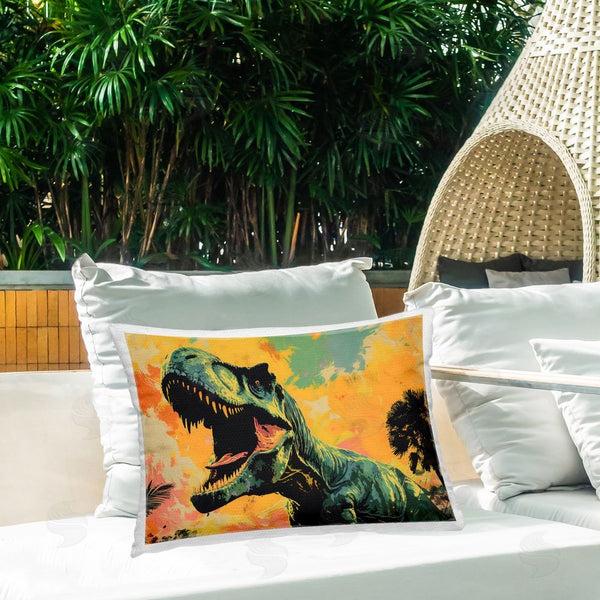Stupell Industries Creative Studio | Roaring Dinosaur At Sunset Printed Throw Pillow