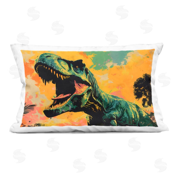 stupell industries Creative Studio | Roaring Dinosaur At Sunset Printed Throw Pillow