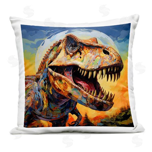 Stupell Industries Creative Studio | Roaring Dinosaur Vibrant Pattern Printed Throw Pillow