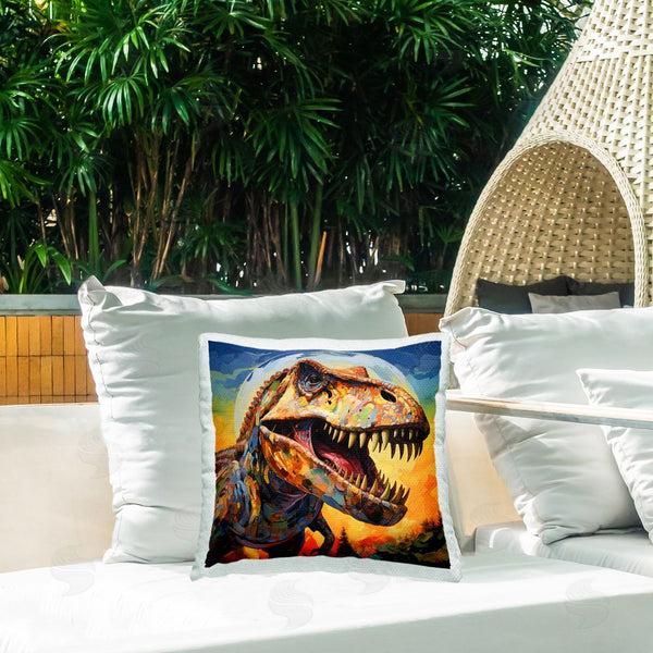 Stupell Industries Creative Studio | Roaring Dinosaur Vibrant Pattern Printed Throw Pillow