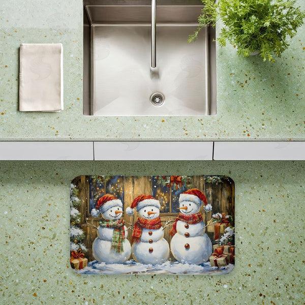 Stupell Industries Creative Studio | Rustic Snowman Trio Anti-Fatigue Mat