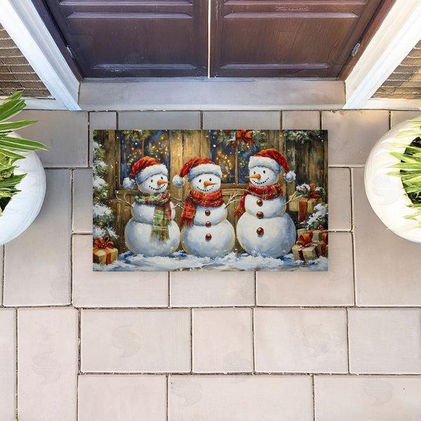 Stupell Industries Creative Studio | Rustic Snowman Trio Non-Woven Door Mat