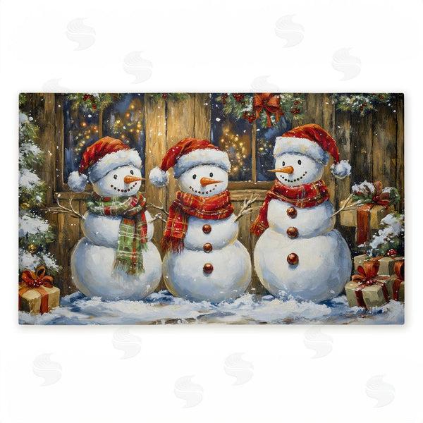 stupell industries Creative Studio | Rustic Snowman Trio Non-Woven Door Mat