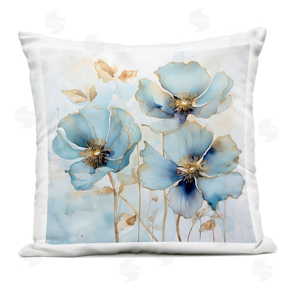 Stupell Industries Creative Studio | Sapphire And Gold Florals Printed Throw Pillow