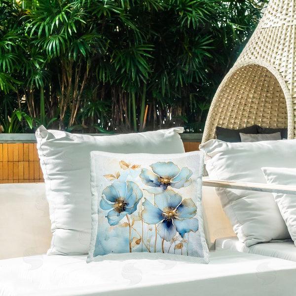 Stupell Industries Creative Studio | Sapphire And Gold Florals Printed Throw Pillow