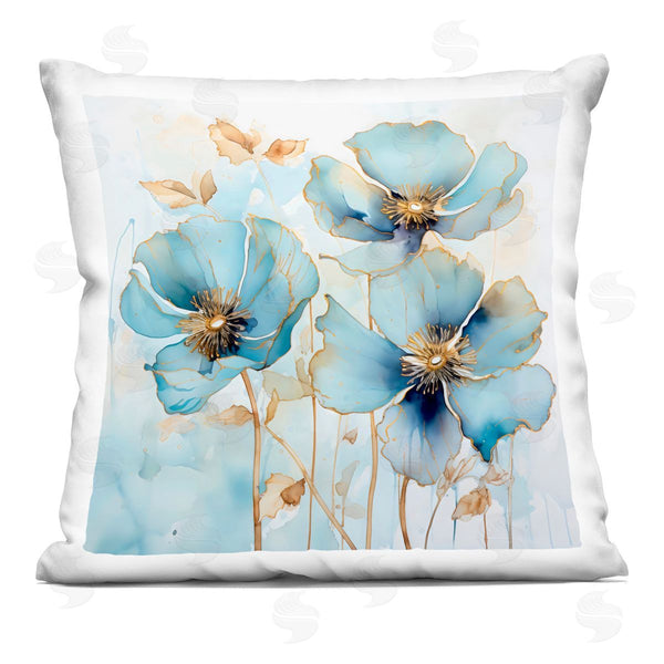 stupell industries Creative Studio | Sapphire And Gold Florals Printed Throw Pillow