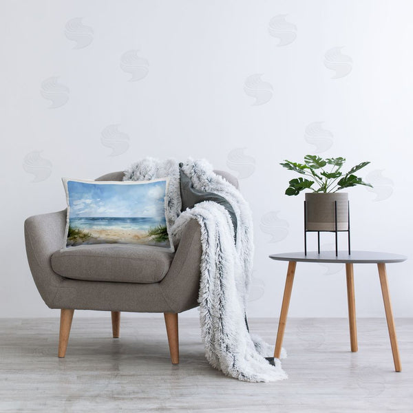 Stupell Industries Creative Studio | Serene Summer Beachscape Printed Throw Pillow