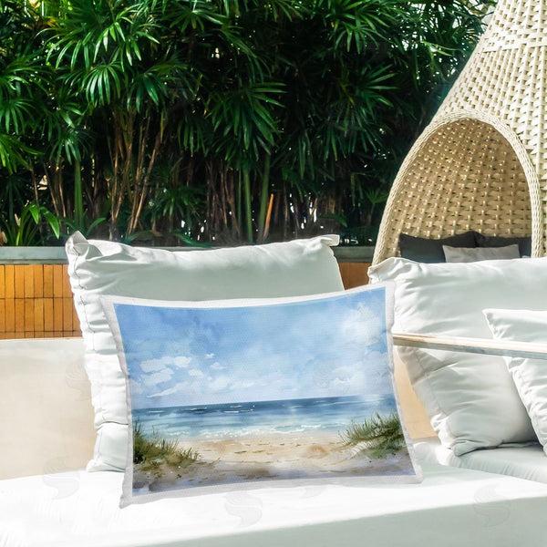 Stupell Industries Creative Studio | Serene Summer Beachscape Printed Throw Pillow