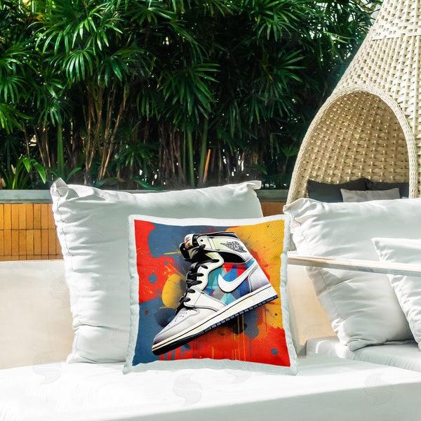 Stupell Industries Creative Studio | Shoe With Colorblock Background Throw Pillow