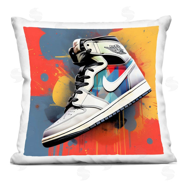 stupell industries Creative Studio | Shoe With Colorblock Background Throw Pillow