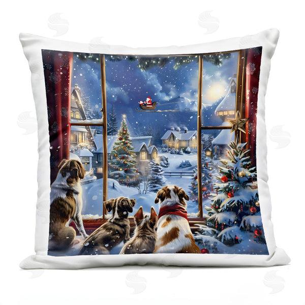 Stupell Industries Creative Studio | Snowy Christmas View Dogs Printed Throw Pillow