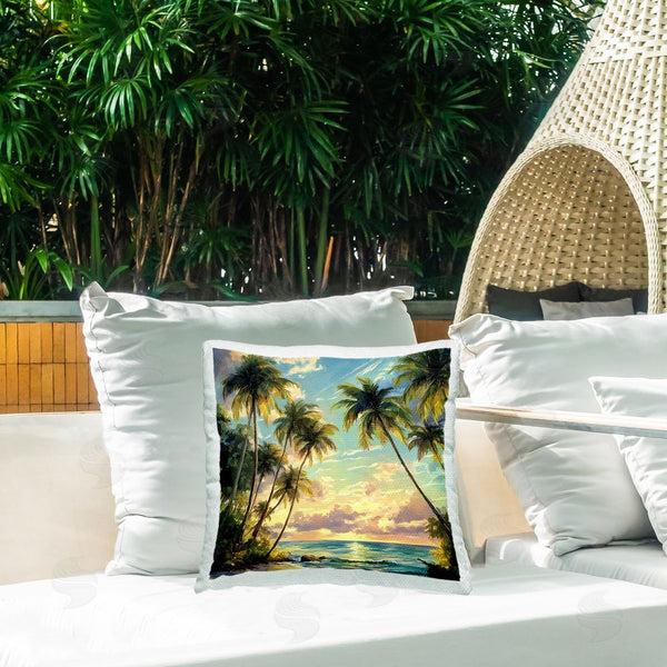 Stupell Industries Creative Studio | Sunset On The Beach Palms Printed Throw Pillow