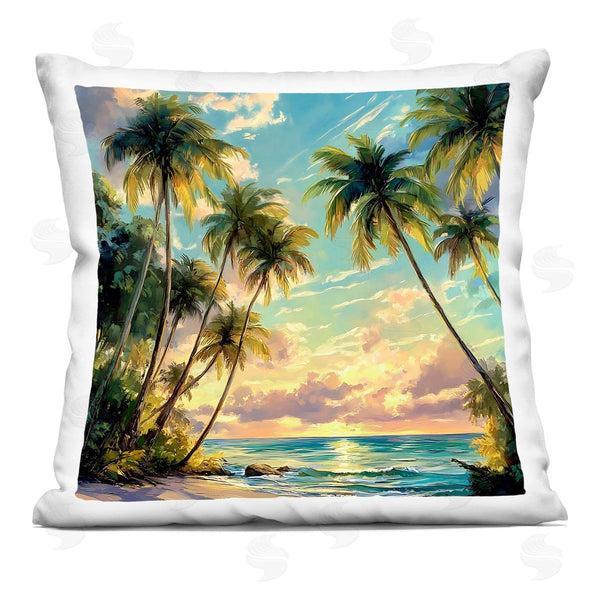 stupell industries Creative Studio | Sunset On The Beach Palms Printed Throw Pillow