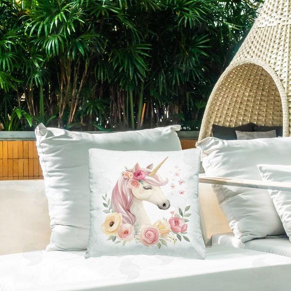 Stupell Industries Creative Studio | Unicorn With Floral Wreath Throw Pillow