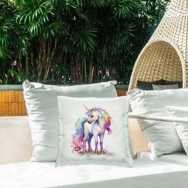 Stupell Industries Creative Studio | Watercolor Unicorn & Rainbow Mane Throw Pillow