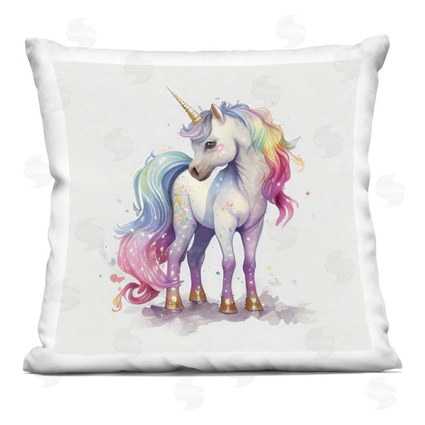 stupell industries Creative Studio | Watercolor Unicorn & Rainbow Mane Throw Pillow