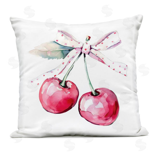 Stupell Industries Creative Studio | Whimsical Cherries With Dotted Ribbon Printed Throw Pillow